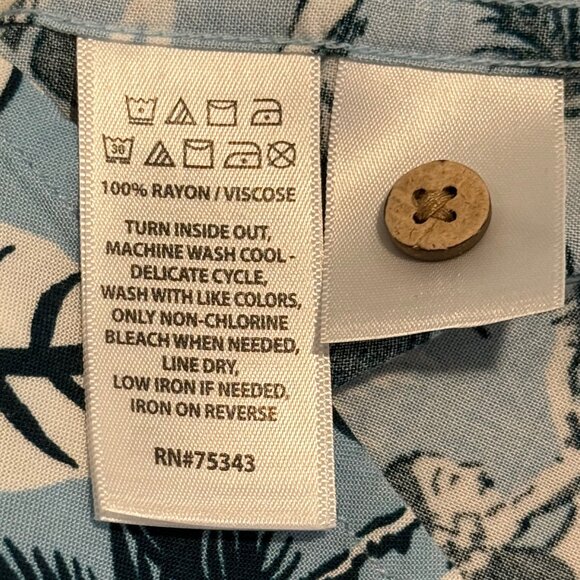 C&C California Blue Tropical Hawaiian Short Sleeve Button Down Shirt Size L - Picture 6 of 7